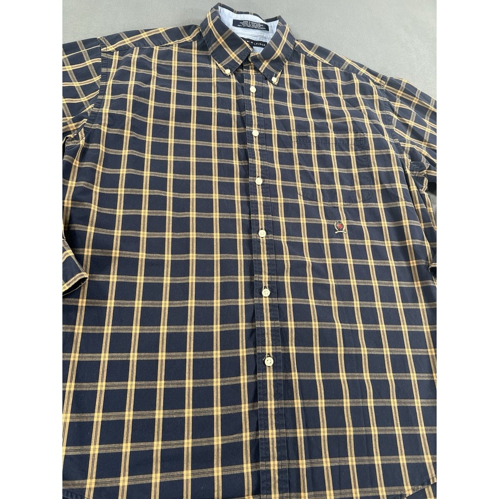 Vintage Tommy Hilfiger Button Down Shirt Sz Large Plaid Checkered Preppy 90s - Picture 3 of 11
